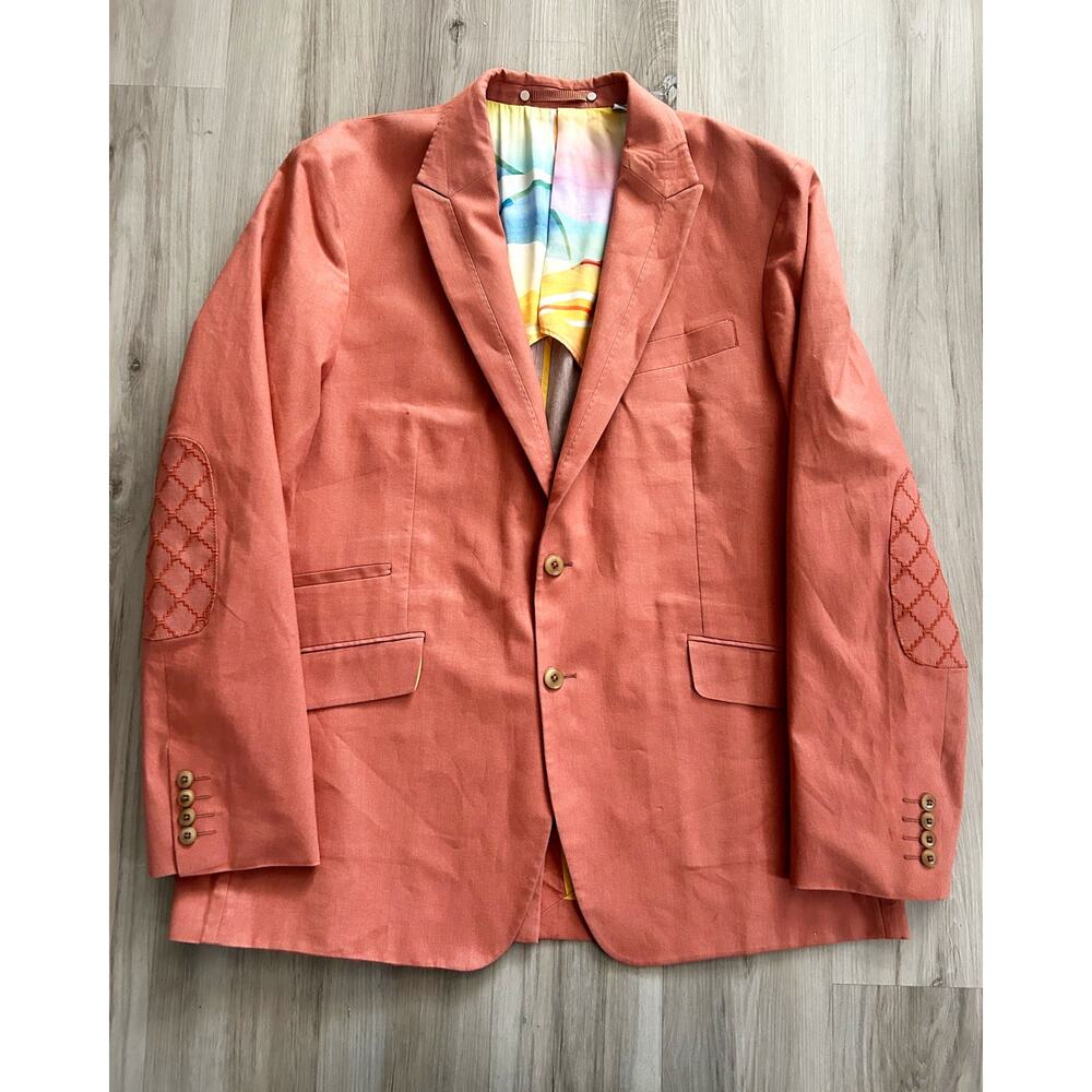 $698 Rare Robert Graham Blazer Salmon Color Blazer Jacket 46R Longhorn Lined EUC
